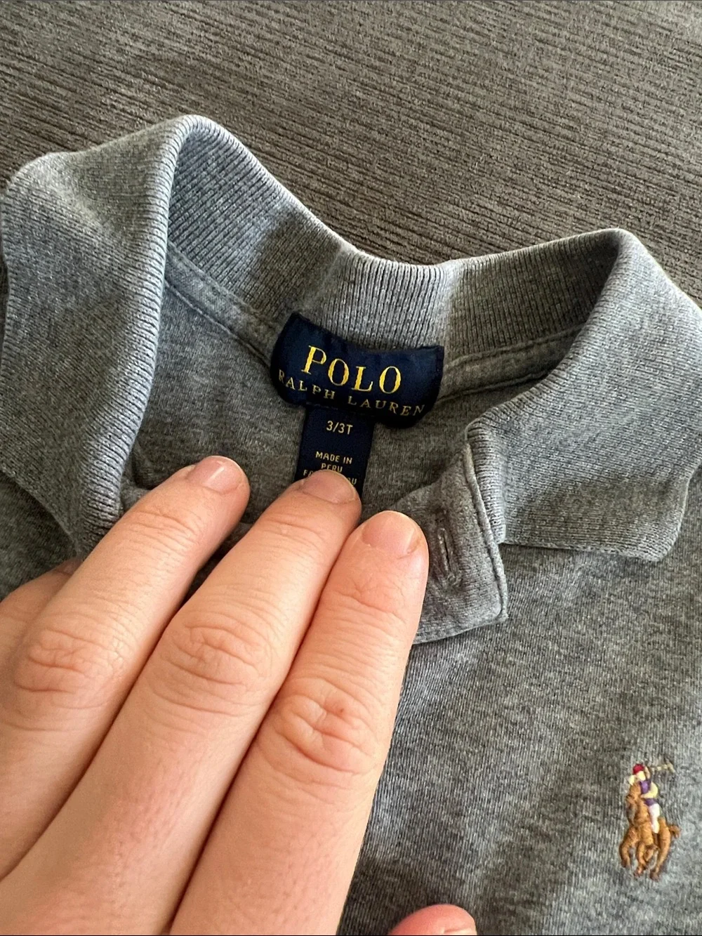 Ralph Lauren Gray Polo with Navy Embroidered-Pattern Shorts - Kids